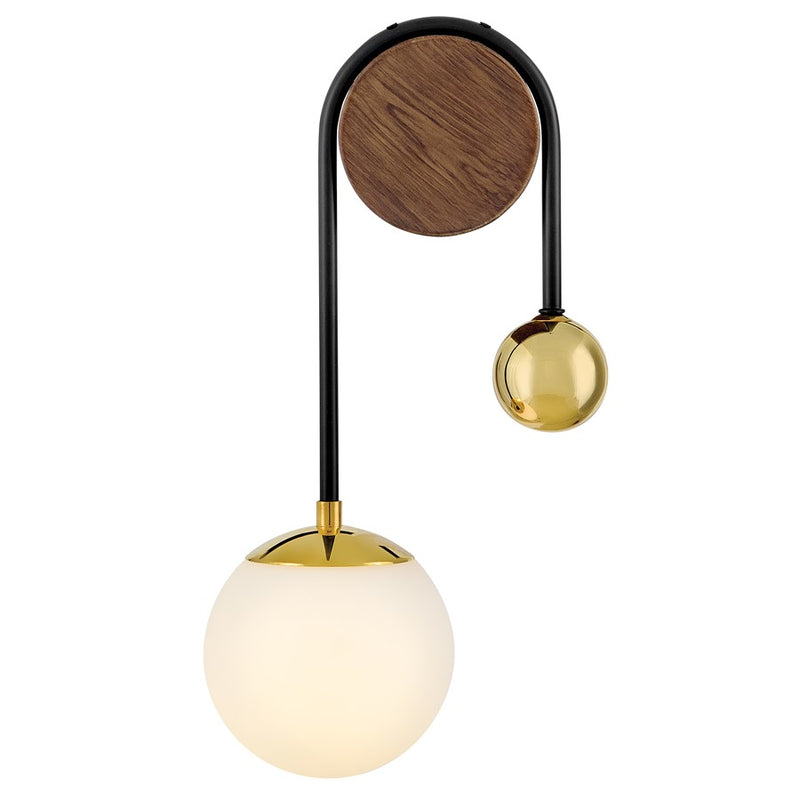 Lark Auggie 1 Light 10" Sconce, Bright Brass/Etched Opal