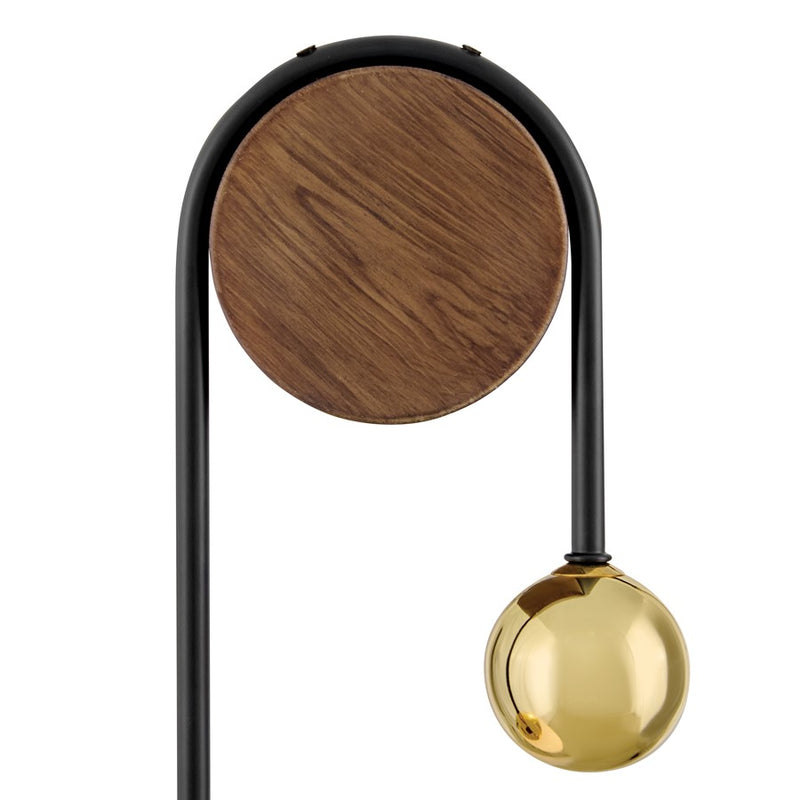 Lark Auggie 1-Light 10in Wall Sconce | Midcentury Bright Brass and Walnut Wood with Etched Opal Glass | Bathroom & Hallway Accent Light | Model 83570BBR