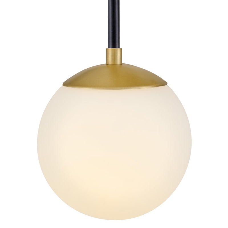 Lark Auggie 1-Light 10in Wall Sconce | Midcentury Modern Black Steel and Lacquered Brass with Etched Opal Glass | Living Room & Bedroom | Model 83570BK