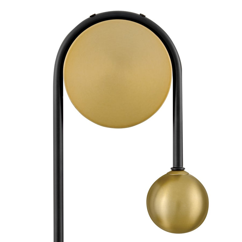 Lark Auggie 1-Light 10in Wall Sconce | Midcentury Modern Black Steel and Lacquered Brass with Etched Opal Glass | Living Room & Bedroom | Model 83570BK