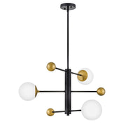 Lark Auggie 3 Light Medium Multi Tier Chandelier, Black/Etched Opal - 83573BK