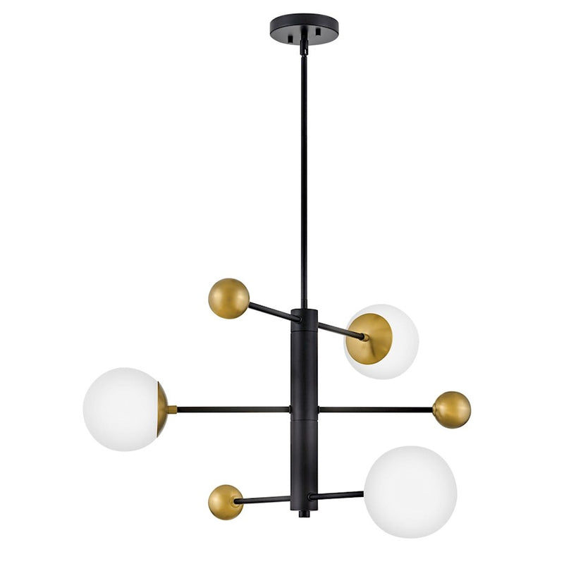 Lark Auggie 3 Light Medium Multi Tier Chandelier, Black/Etched Opal