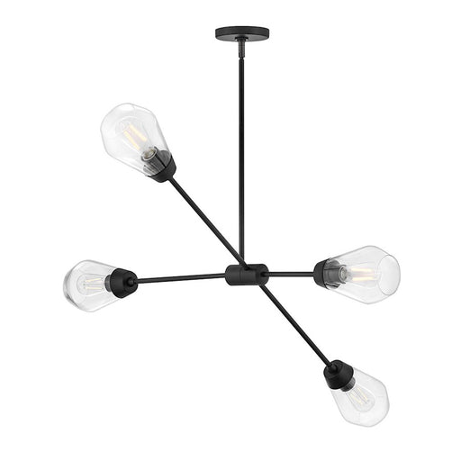 Lark Livie 4 Light Medium Single Tier Chandelier, Black/Clear - 83584BK