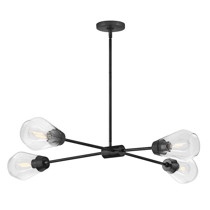 Lark Livie 4 Light Medium Single Tier Chandelier, Black/Clear