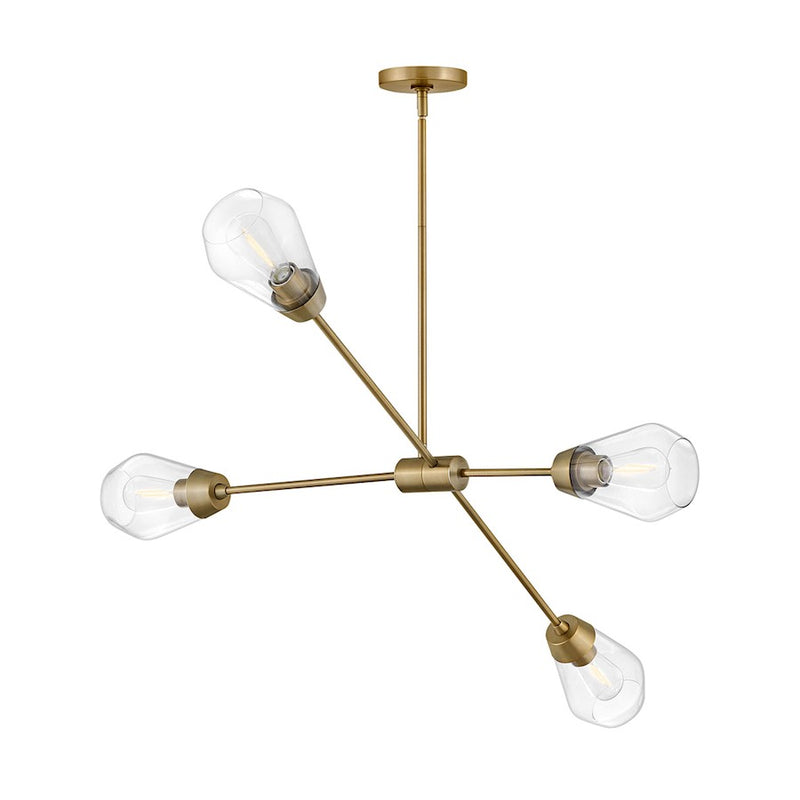 Lark Livie 4 Light Medium Single Tier Chandelier, Brass/Clear