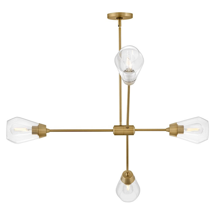 Lark Livie 4 Light Medium Single Tier Chandelier, Brass/Clear