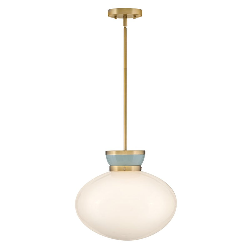 Lark Lucy 1 Light 15" Pendant, Lacquered Brass/Cased Opal