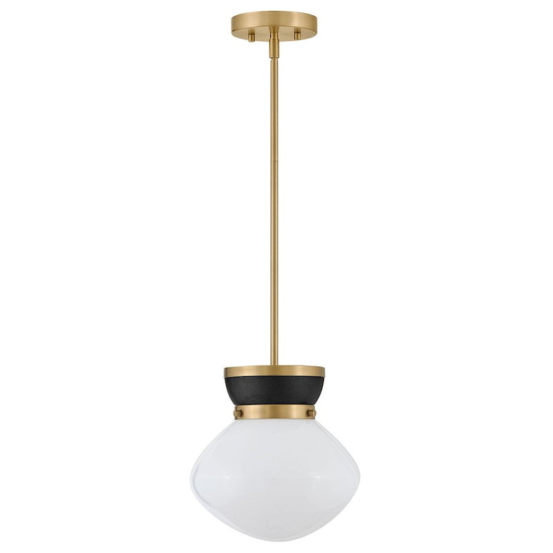 Lark Lucy 10in 1-Light Small Pendant | Classic Black Steel and Cased Opal Glass | Kitchen Island & Breakfast Nook | 10 x 10 x 10 in | Model 83607BK-LCB