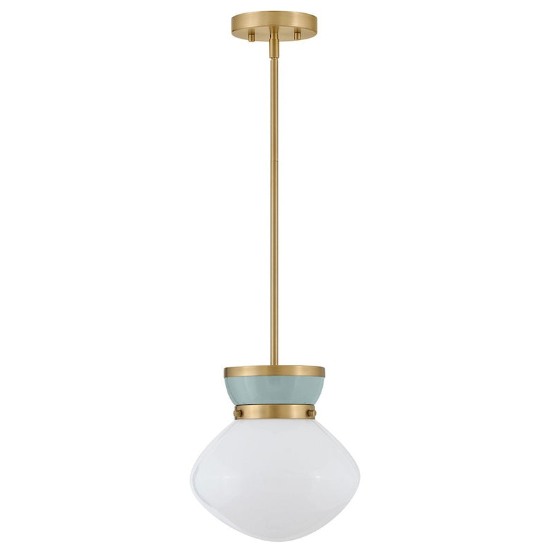 Lark Lucy 10in 1-Light Small Pendant | Classic Lacquered Brass Steel and Cased Opal Glass | Kitchen Island & Dining Room | 10 x 10 x | Model 83607LCB-SF