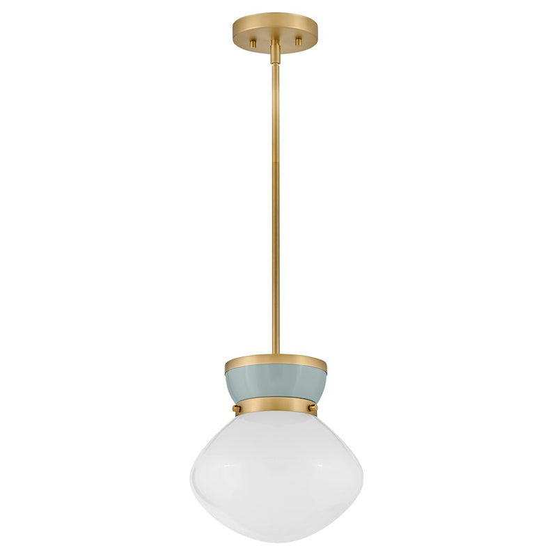 Lark Lucy 10in 1-Light Small Pendant | Classic Lacquered Brass Steel and Cased Opal Glass | Kitchen Island & Dining Room | 10 x 10 x | Model 83607LCB-SF
