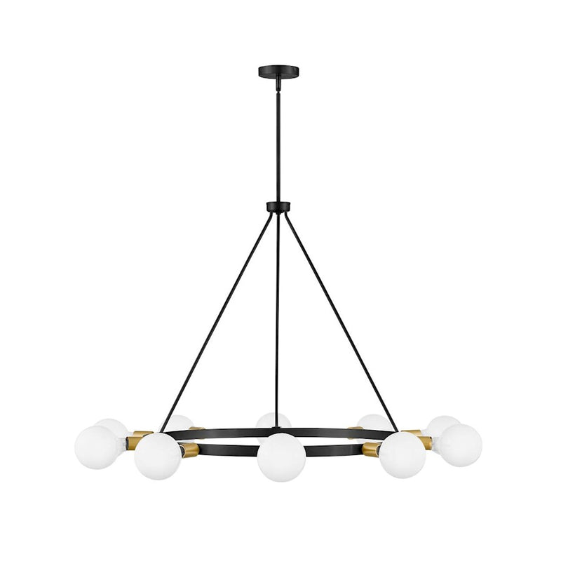 Lark Orla 36in 10-Light Chandelier | Mid-Century Modern Black Steel and Lacquered Brass | Dining Room & Living Room | 36 x 36 x 29 in | Model 83610BK