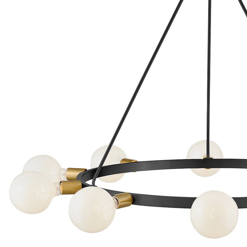 Lark Orla 36in 10-Light Chandelier | Mid-Century Modern Black Steel and Lacquered Brass | Dining Room & Living Room | 36 x 36 x 29 in | Model 83610BK