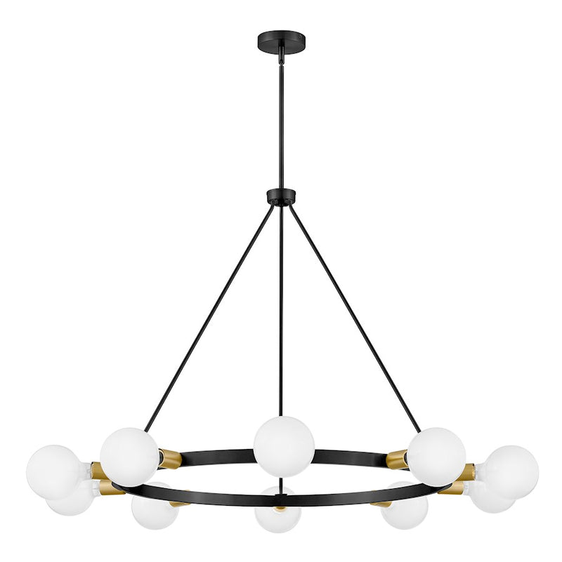 Lark Orla 36in 10-Light Chandelier | Mid-Century Modern Black Steel and Lacquered Brass | Dining Room & Living Room | 36 x 36 x 29 in | Model 83610BK