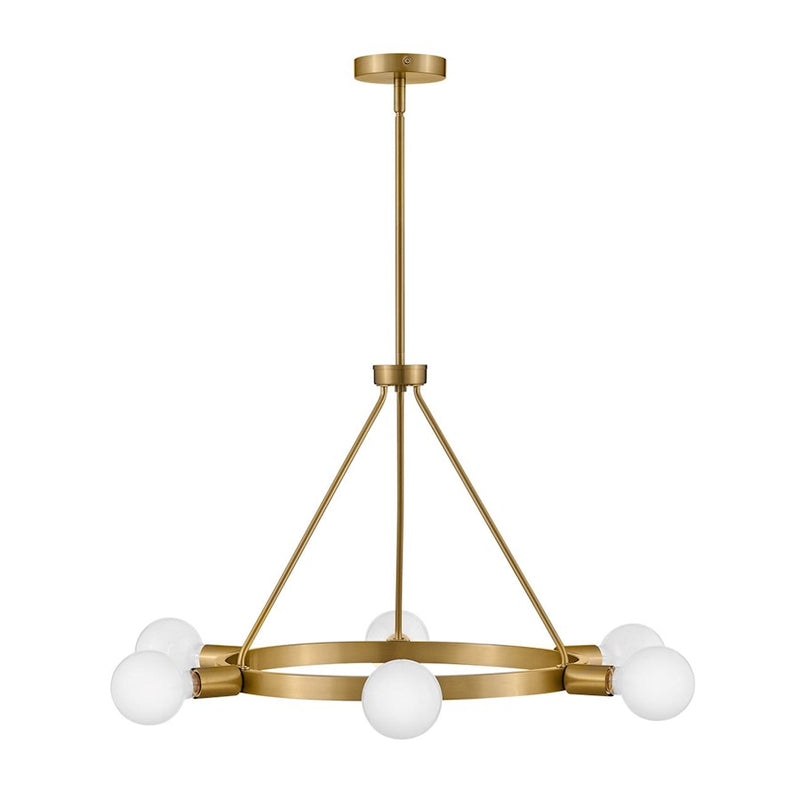 Lark Orla 24in 6-Light Chandelier | Mid-Century Modern Lacquered Brass Steel | Dining Room & Living Room | 24 x 24 x 17 in | Model 83616LCB