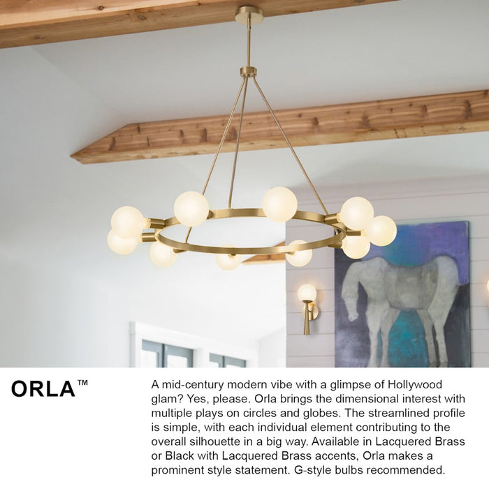 Lark Orla 6 Light Medium Single Tier Chandelier, Lacquered Brass