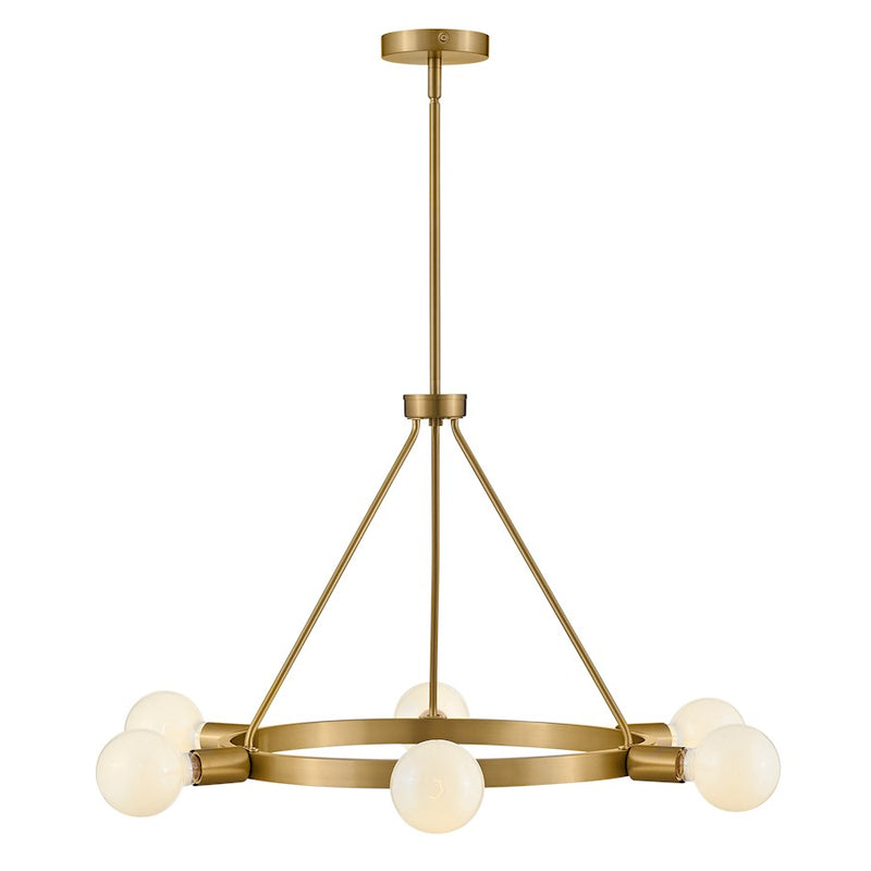 Lark Orla 24in 6-Light Chandelier | Mid-Century Modern Lacquered Brass Steel | Dining Room & Living Room | 24 x 24 x 17 in | Model 83616LCB