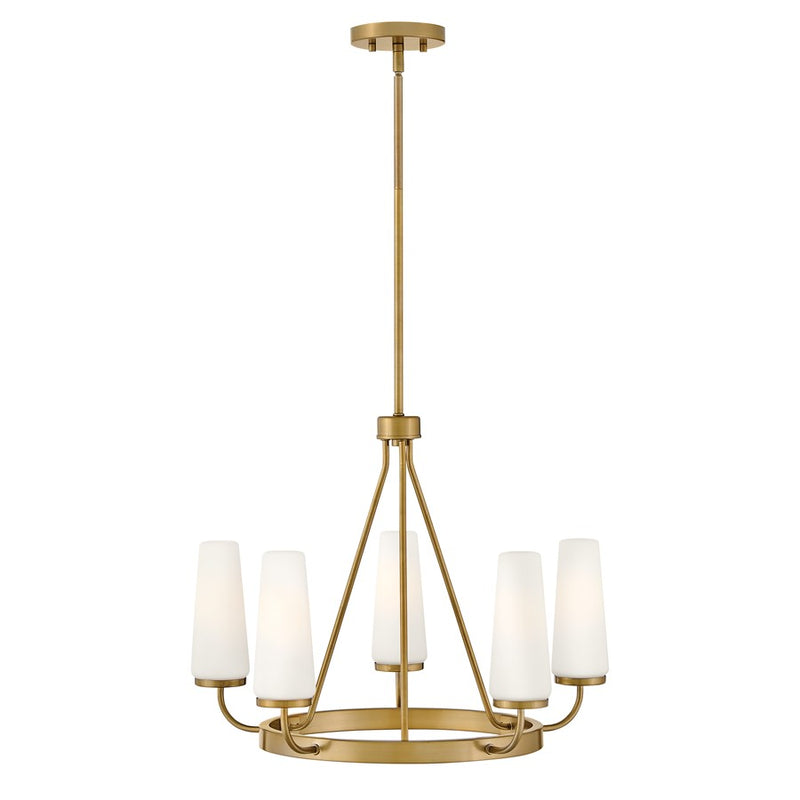 Lark Selma 24in 5-Light Chandelier | Classic Gold Steel and Etched Opal Glass | Dining Room & Living Room | 24 x 24 x 18 in | Model 83625GO