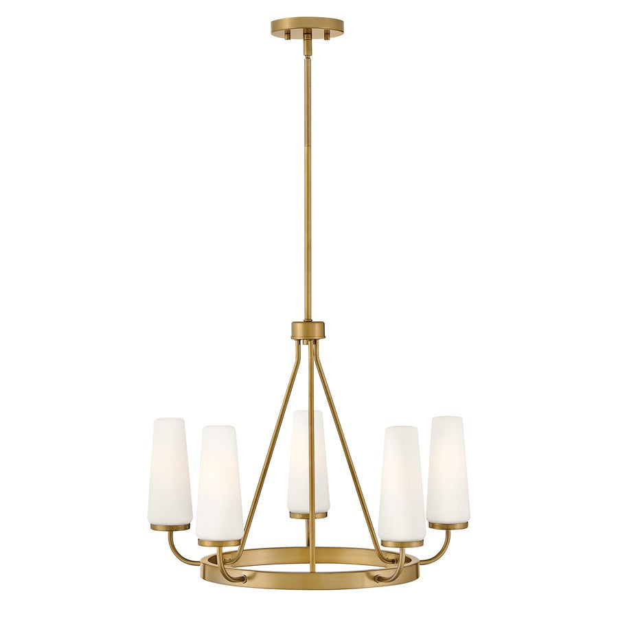 Lark Selma 5 Light Medium Single Tier Chandelier, Gold/Etched Opal - 83625GO