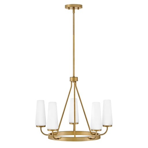 Lark Selma 5 Light Medium Single Tier Chandelier, Gold/Etched Opal
