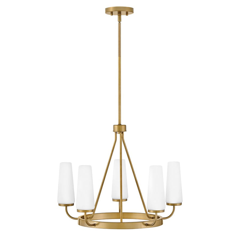 Lark Selma 24in 5-Light Chandelier | Classic Gold Steel and Etched Opal Glass | Dining Room & Living Room | 24 x 24 x 18 in | Model 83625GO