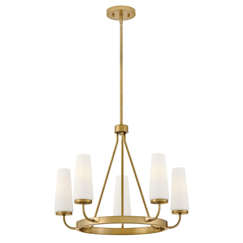 Lark Selma 5 Light Medium Single Tier Chandelier, Gold/Etched Opal