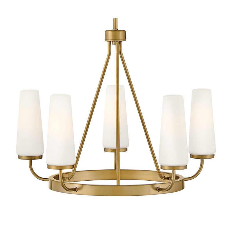 Lark Selma 5 Light Medium Single Tier Chandelier, Gold/Etched Opal