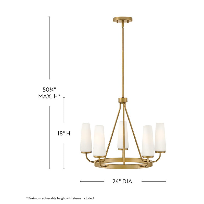 Lark Selma 24in 5-Light Chandelier | Classic Gold Steel and Etched Opal Glass | Dining Room & Living Room | 24 x 24 x 18 in | Model 83625GO