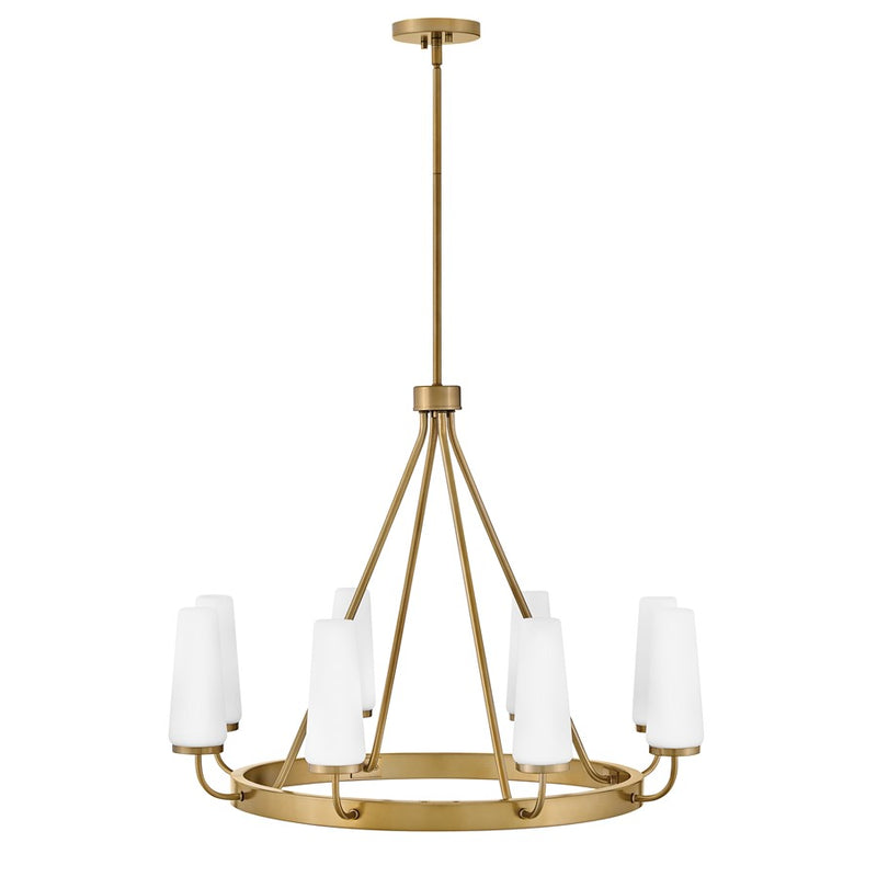 Lark Selma 32in 8-Light Chandelier | Classic Gold Steel and Etched Opal Glass | Living Room & Dining Room | 32 x 32 x 24 in | Model 83626GO