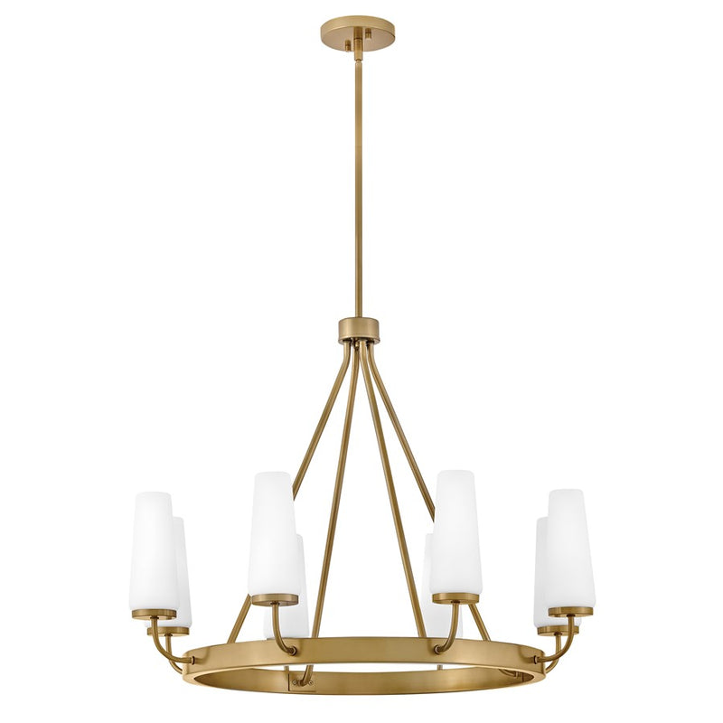 Lark Selma 32in 8-Light Chandelier | Classic Gold Steel and Etched Opal Glass | Living Room & Dining Room | 32 x 32 x 24 in | Model 83626GO