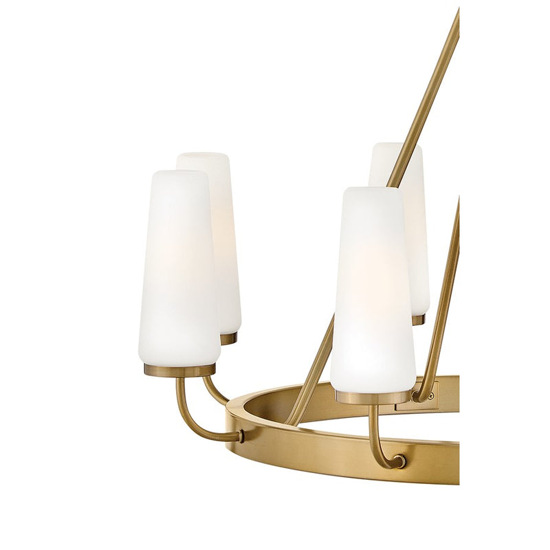 Lark Selma 32in 8-Light Chandelier | Classic Gold Steel and Etched Opal Glass | Living Room & Dining Room | 32 x 32 x 24 in | Model 83626GO
