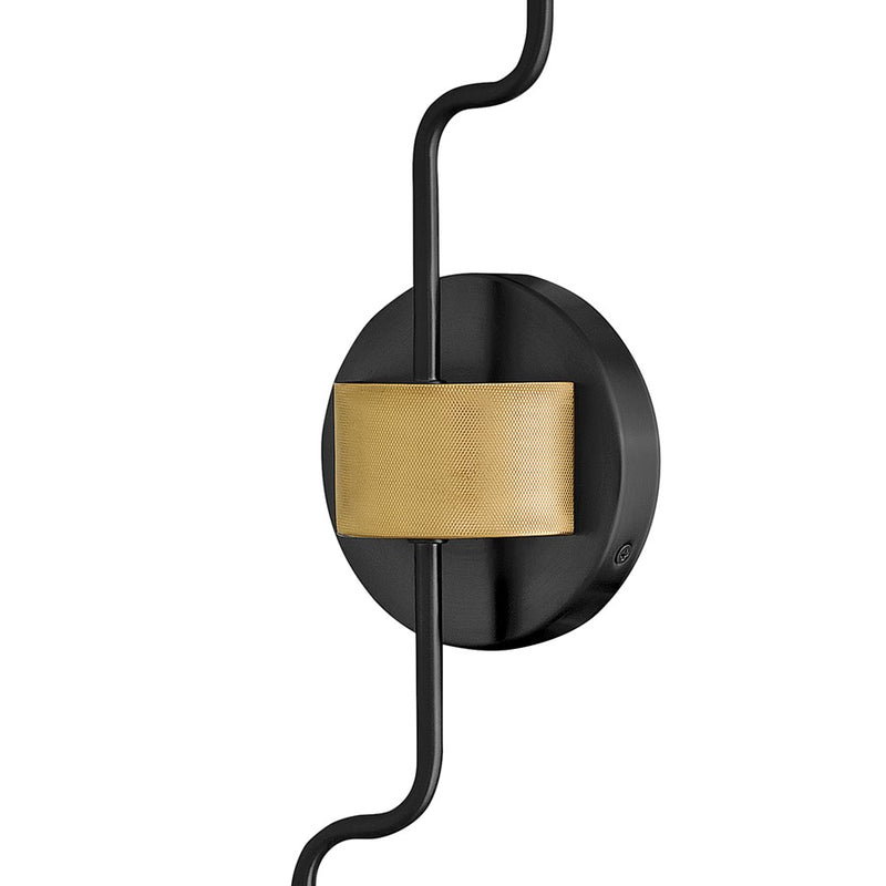 Lark Austen 24in 2-Light Wall Sconce | Transitional Black Steel and Lacquered Brass Accent | Bedroom & Hallway | 4.5 x 5.25 x 24 in | Model 83632BK-LCB