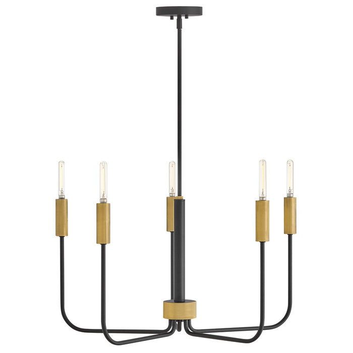 Lark Austen 5 Light 28" Single Tier Chandelier, Black - 83634BK-LCB