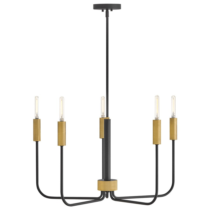 Lark Austen 5 Light 28" Single Tier Chandelier, Black - 83634BK-LCB