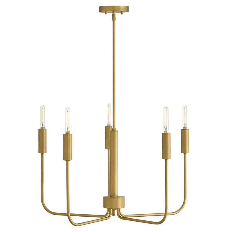 Lark Austen 28in 5-Light Chandelier | Transitional Lacquered Brass Steel | Dining Room & Living Room | 28 x 28 x 15 in | Model 83634LCB