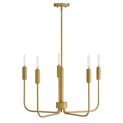 Lark Austen 5 Light 28" Single Tier Chandelier, Lacquered Brass