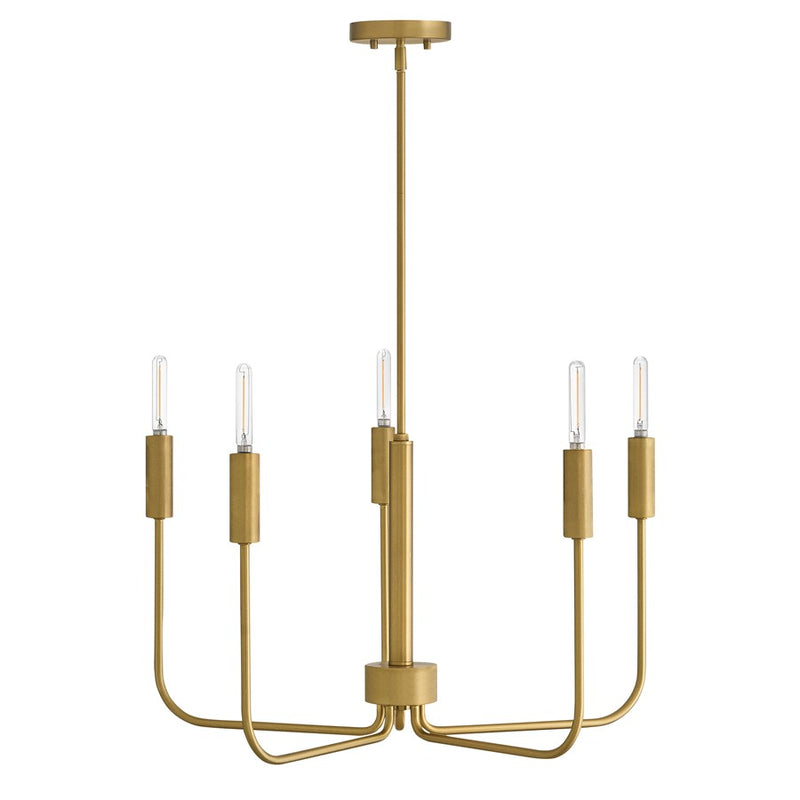 Lark Austen 28in 5-Light Chandelier | Transitional Lacquered Brass Steel | Dining Room & Living Room | 28 x 28 x 15 in | Model 83634LCB
