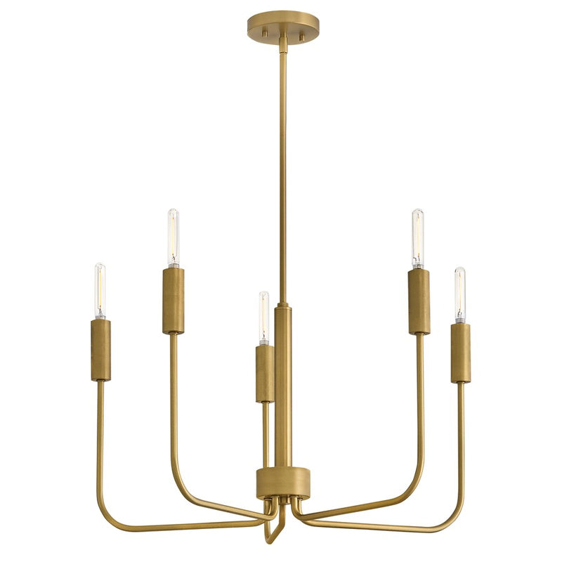 Lark Austen 28in 5-Light Chandelier | Transitional Lacquered Brass Steel | Dining Room & Living Room | 28 x 28 x 15 in | Model 83634LCB