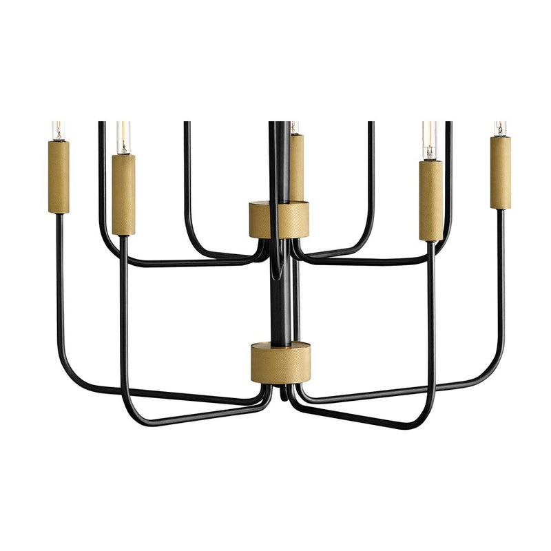 Lark Austen 30in 10-Light Chandelier | Transitional Black and Lacquered Brass Steel | Dining Room & Foyer | 30 x 30 x 24 in | Model 83636BK-LCB
