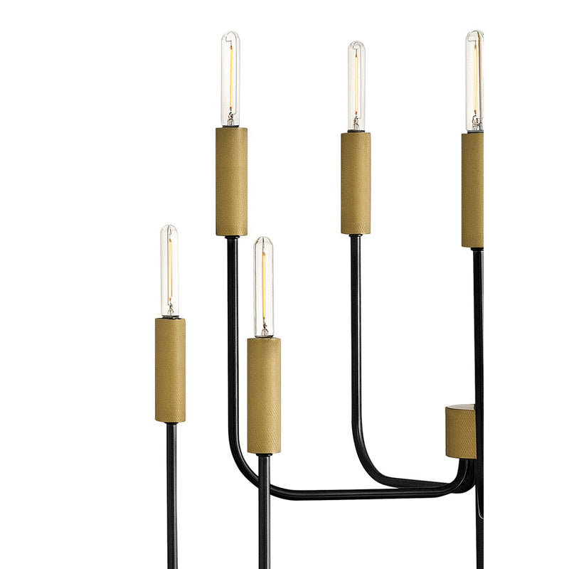 Lark Austen 30in 10-Light Chandelier | Transitional Black and Lacquered Brass Steel | Dining Room & Foyer | 30 x 30 x 24 in | Model 83636BK-LCB