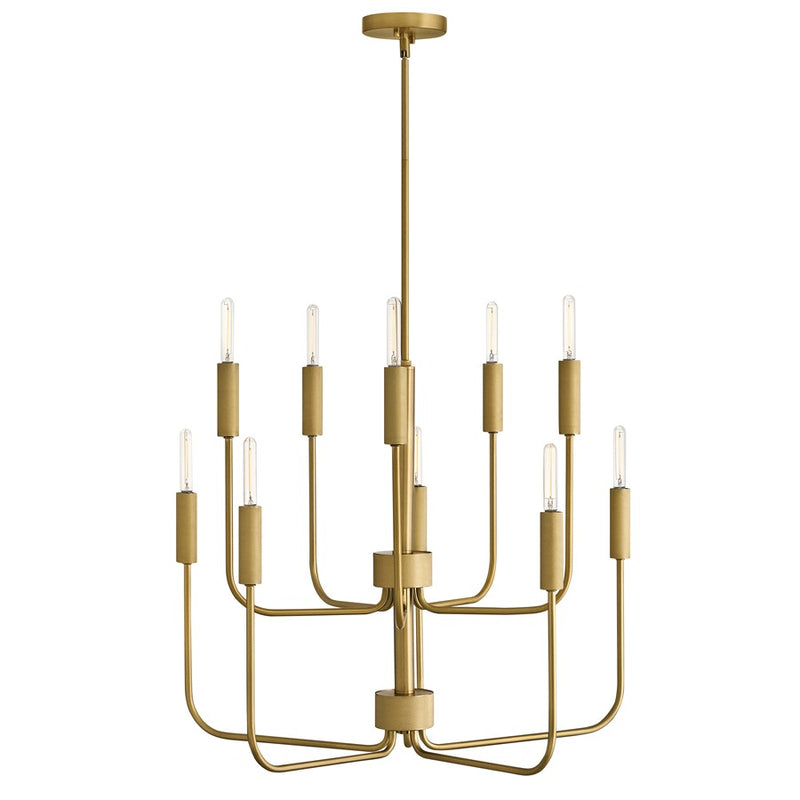 Lark Austen 30in 10-Light Chandelier | Transitional Lacquered Brass Steel | Dining Room & Living Room | 30 x 30 x 24 in | Model 83636LCB
