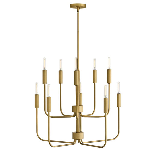 Lark Austen 10 Light 30" Multi Tier Chandelier, Lacquered Brass