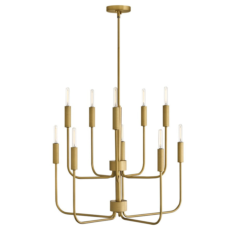 Lark Austen 30in 10-Light Chandelier | Transitional Lacquered Brass Steel | Dining Room & Living Room | 30 x 30 x 24 in | Model 83636LCB