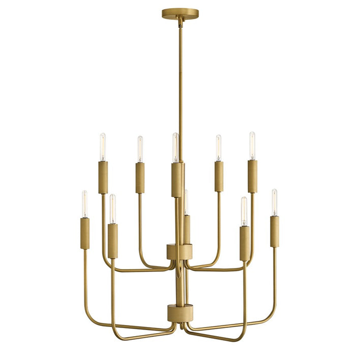 Lark Austen 10 Light 30" Multi Tier Chandelier, Lacquered Brass