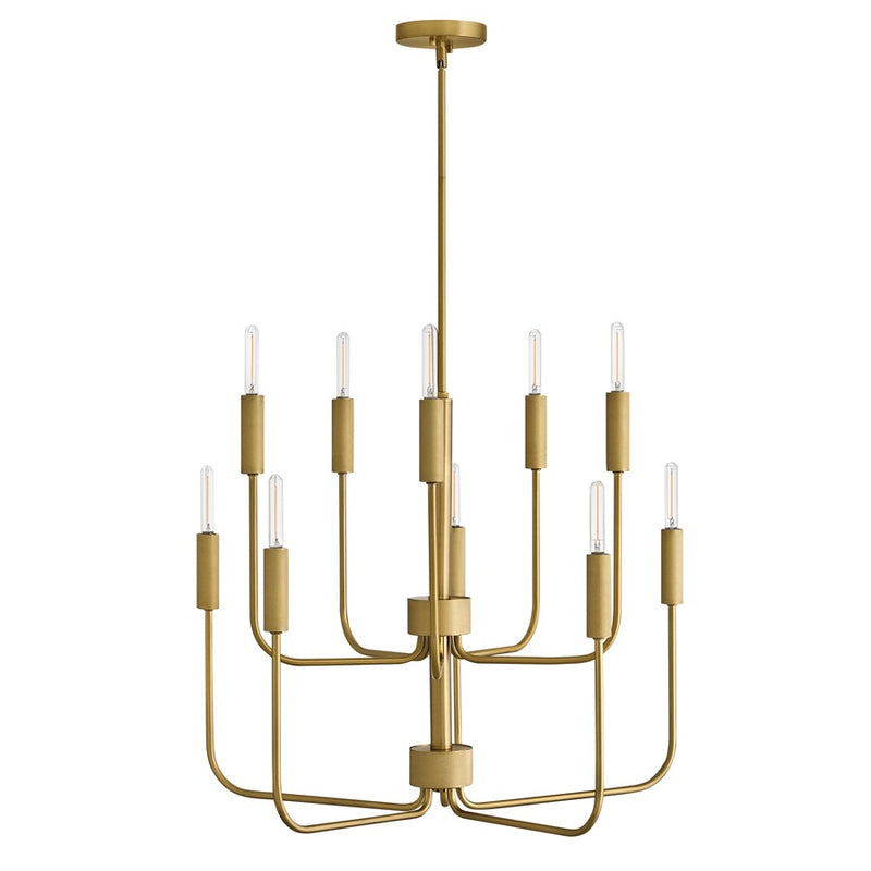 Lark Austen 10 Light 30" Multi Tier Chandelier, Lacquered Brass