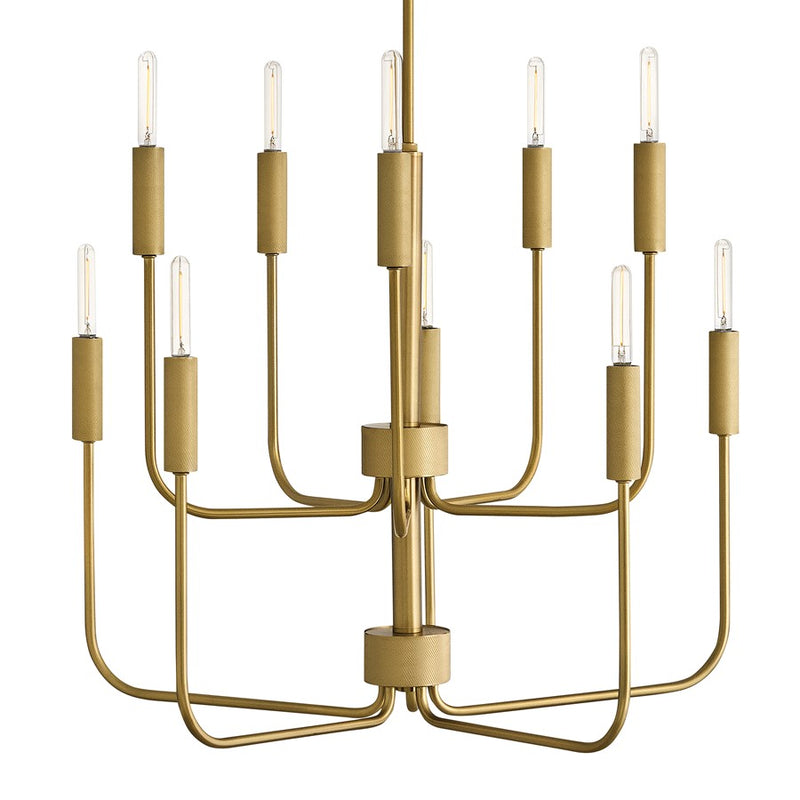 Lark Austen 30in 10-Light Chandelier | Transitional Lacquered Brass Steel | Dining Room & Living Room | 30 x 30 x 24 in | Model 83636LCB
