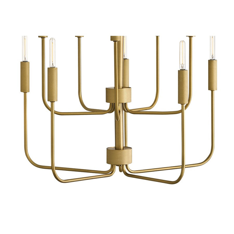 Lark Austen 30in 10-Light Chandelier | Transitional Lacquered Brass Steel | Dining Room & Living Room | 30 x 30 x 24 in | Model 83636LCB