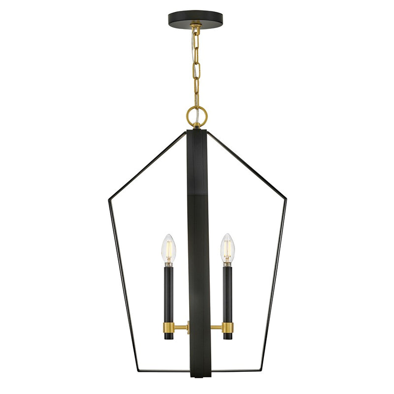 Lark Sammi 17in 4-Light Pendant | Classic Black Steel and Lacquered Brass | Living Room & Dining Room | 17 x 17 x 25 in | Model 83644BK-LCB