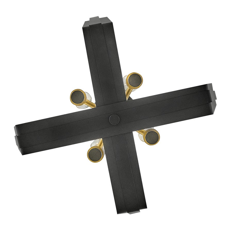 Lark Sammi 17in 4-Light Pendant | Classic Black Steel and Lacquered Brass | Living Room & Dining Room | 17 x 17 x 25 in | Model 83644BK-LCB