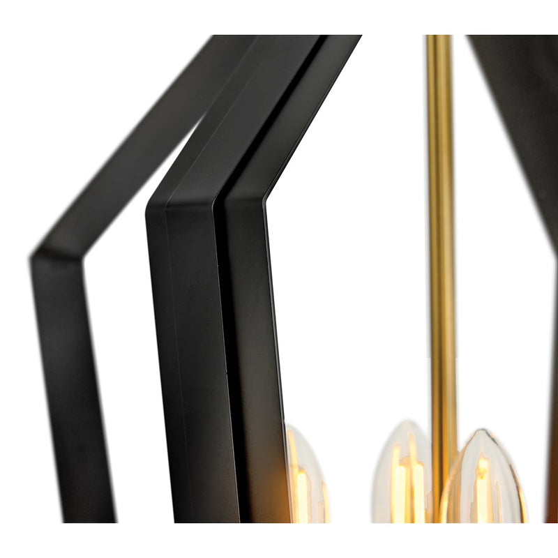 Lark Sammi 17in 4-Light Pendant | Classic Black Steel and Lacquered Brass | Living Room & Dining Room | 17 x 17 x 25 in | Model 83644BK-LCB
