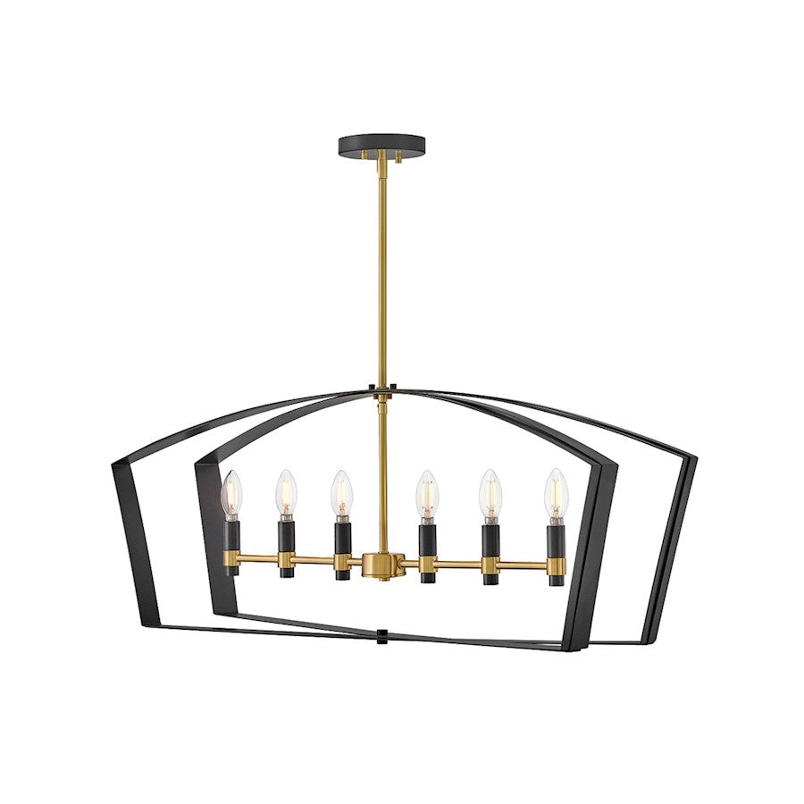 Lark Sammi 6 Light 40" Linear Chandelier, Black - 83645BK